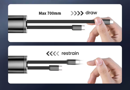 5-in-1 Car Charger Adapter Fast Charging USB-C & Lightning Retractable Cable for iPhone, Samsung & more